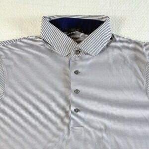 Greyson Polo Shirt Mens Large Grey Striped Short Sleeve Performance Wolf Logo